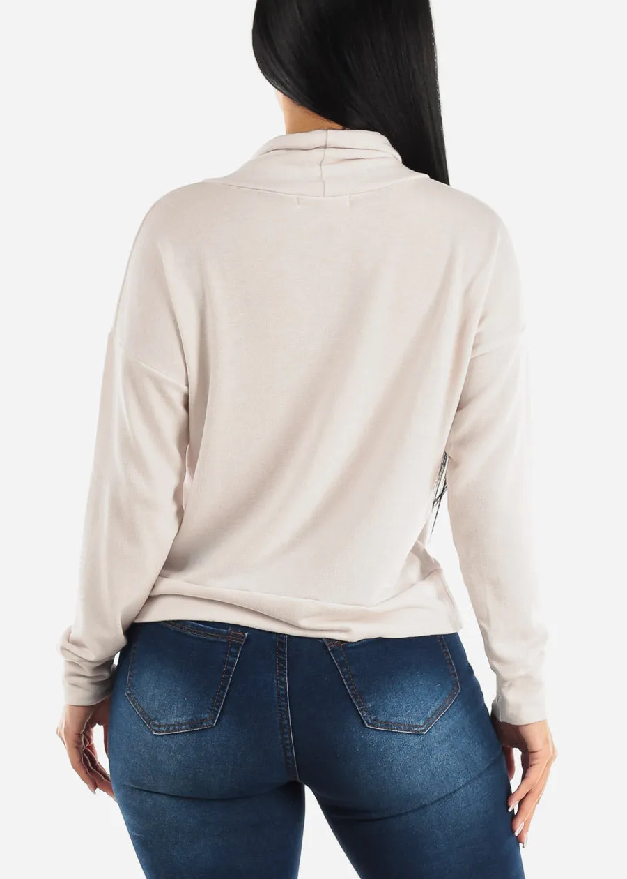 Long Sleeve Turtleneck Soft Terry Sweatshirt Beige sold by Moda product image thumbnail 4