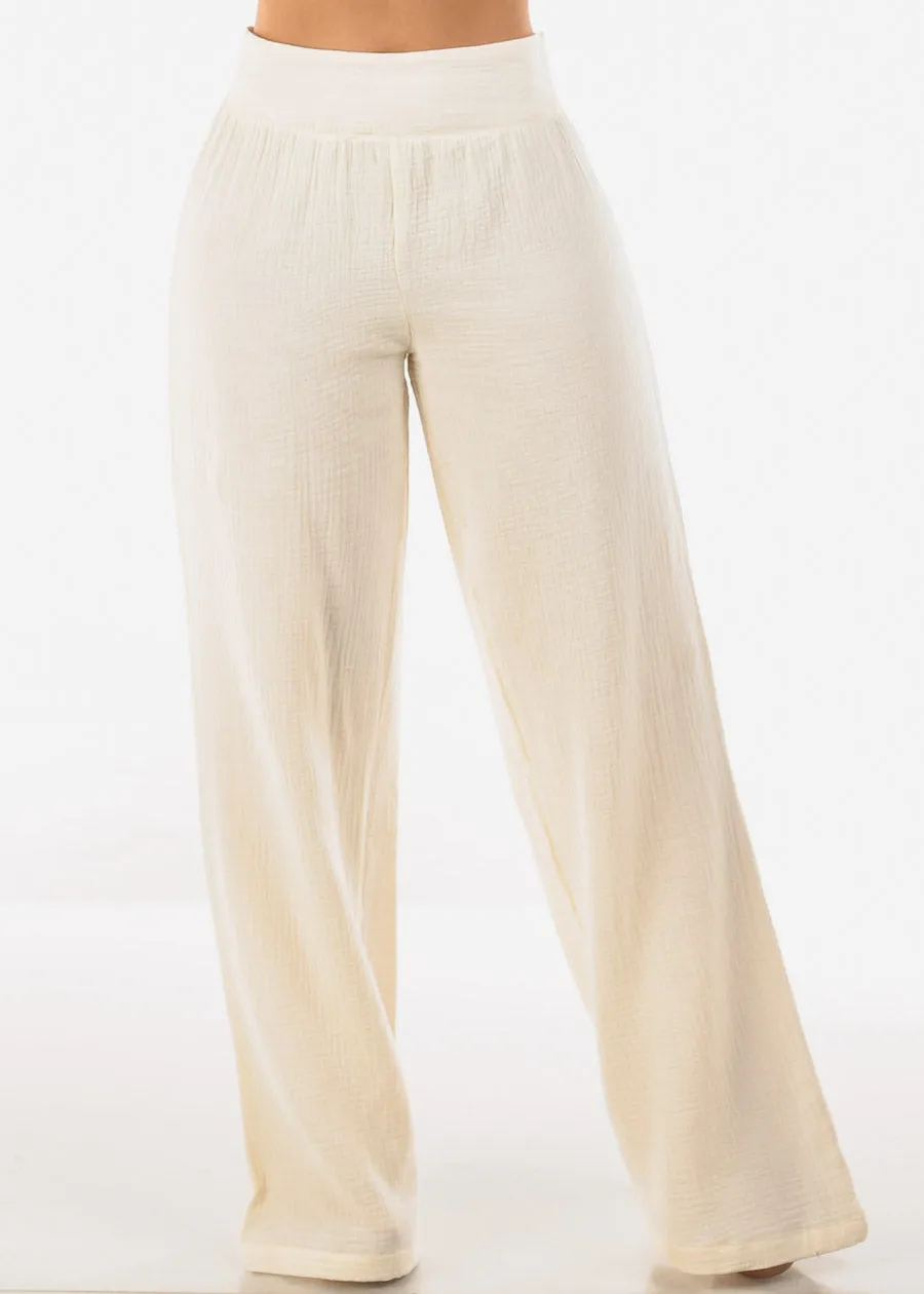 Super High Waist Wide Legged Cotton Pants sold by Moda