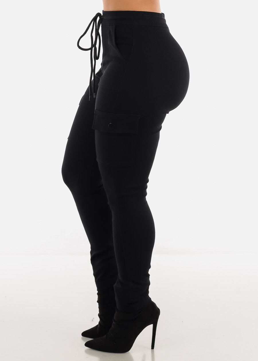 High Rise Drawstring Cargo Pants Black sold by Moda product image thumbnail 3