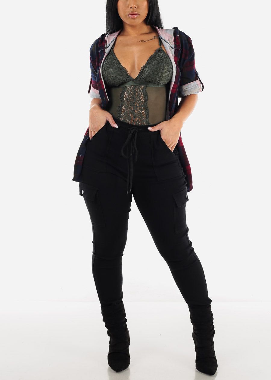 High Rise Drawstring Cargo Pants Black sold by Moda product image thumbnail 2