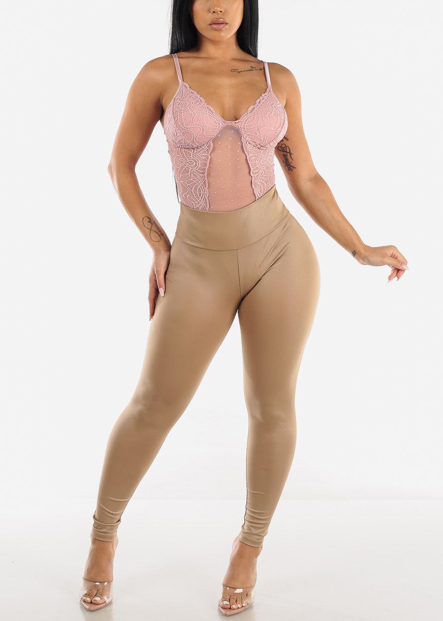 Sleeveless Lace Thong Bodysuit Pink sold by Moda product image thumbnail 6