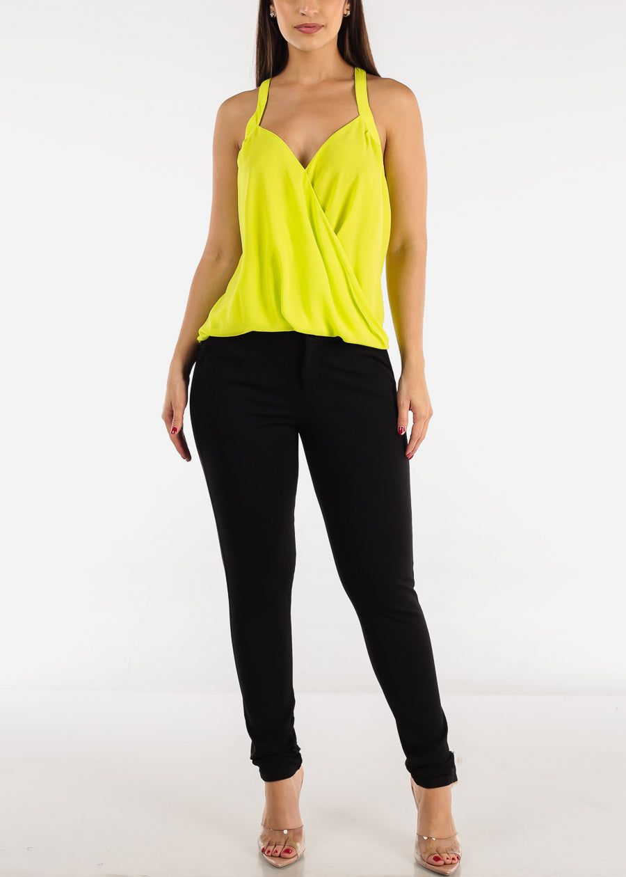 Neon Green Chiffon Surplice Wrap Camisole Top sold by Moda product image thumbnail 2