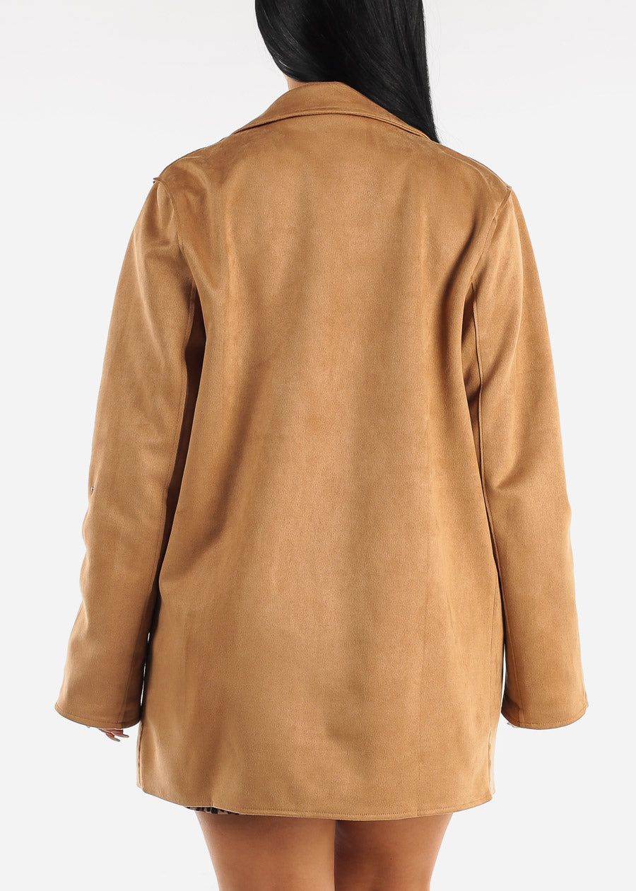 Long Sleeve Suede Coat Camel sold by Moda product image thumbnail 4