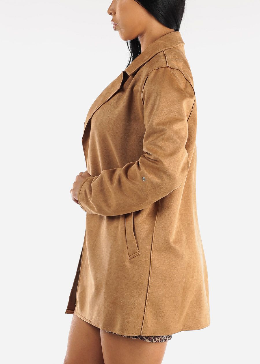 Long Sleeve Suede Coat Camel sold by Moda product image thumbnail 3