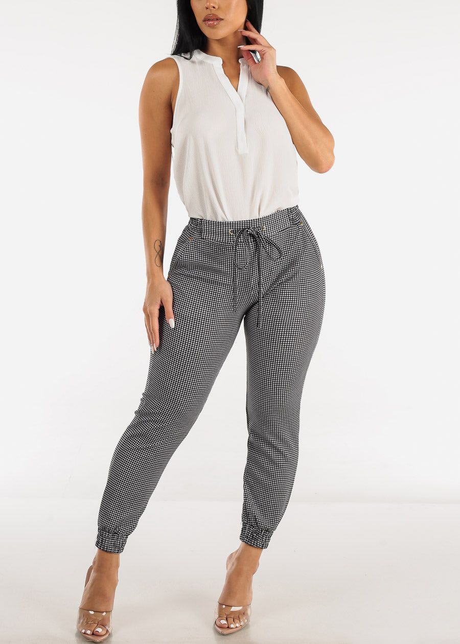 Black High Waist Drawstring Printed Jogger Pants sold by Moda product image thumbnail 2