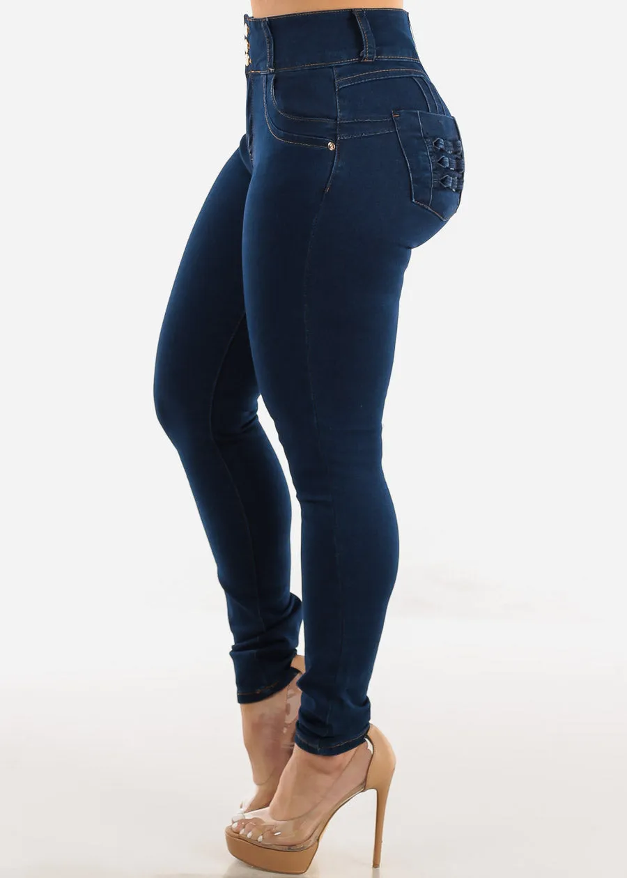 Super High Waist Butt Lifting Skinny Jeans Dark Navy sold by Moda product image thumbnail 5
