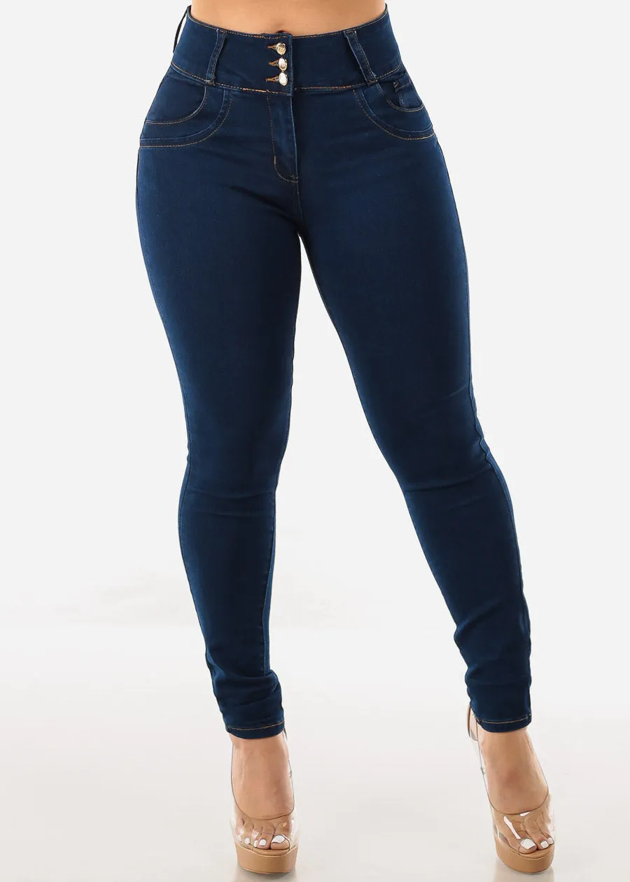 Super High Waist Butt Lifting Skinny Jeans Dark Navy sold by Moda product image thumbnail 4