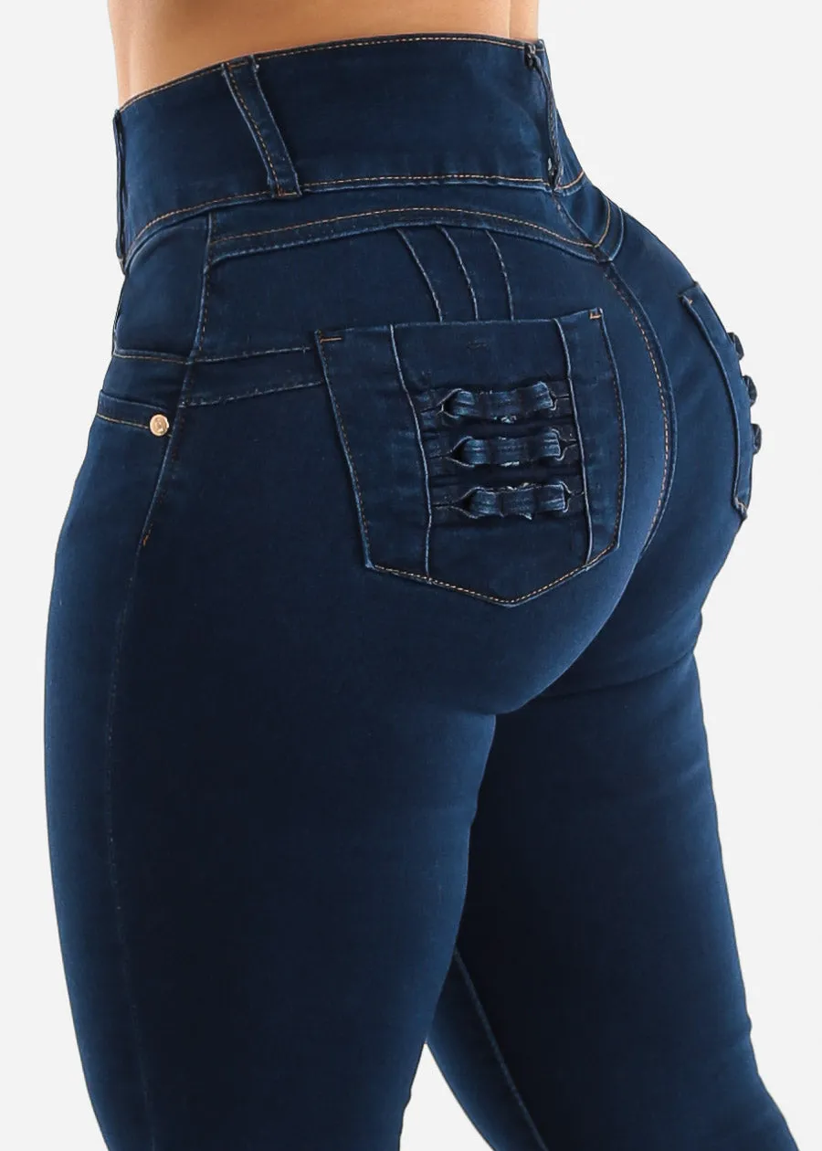 Super High Waist Butt Lifting Skinny Jeans Dark Navy sold by Moda