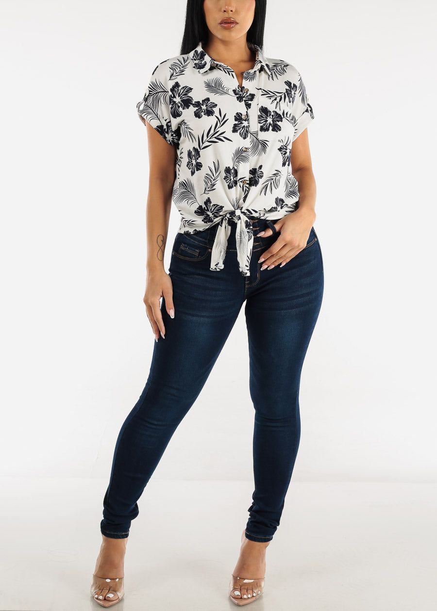 High Waist Butt Lifting Dark Blue Skinny Jeans sold by Moda product image thumbnail 2