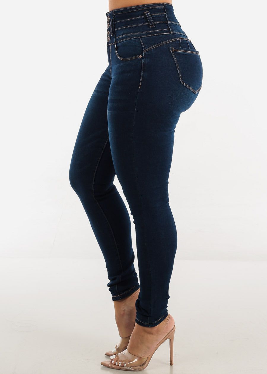High Waist Butt Lifting Dark Blue Skinny Jeans sold by Moda product image thumbnail 4