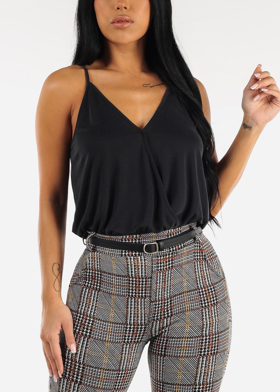 Black Sleeveless Surplice Cami Top sold by Moda