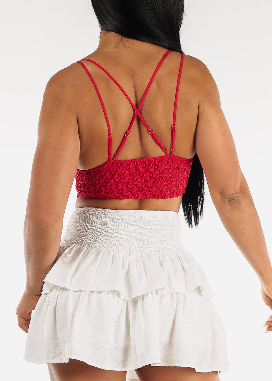 Red Double Strap Floral Lace Bralette sold by Moda product image thumbnail 5