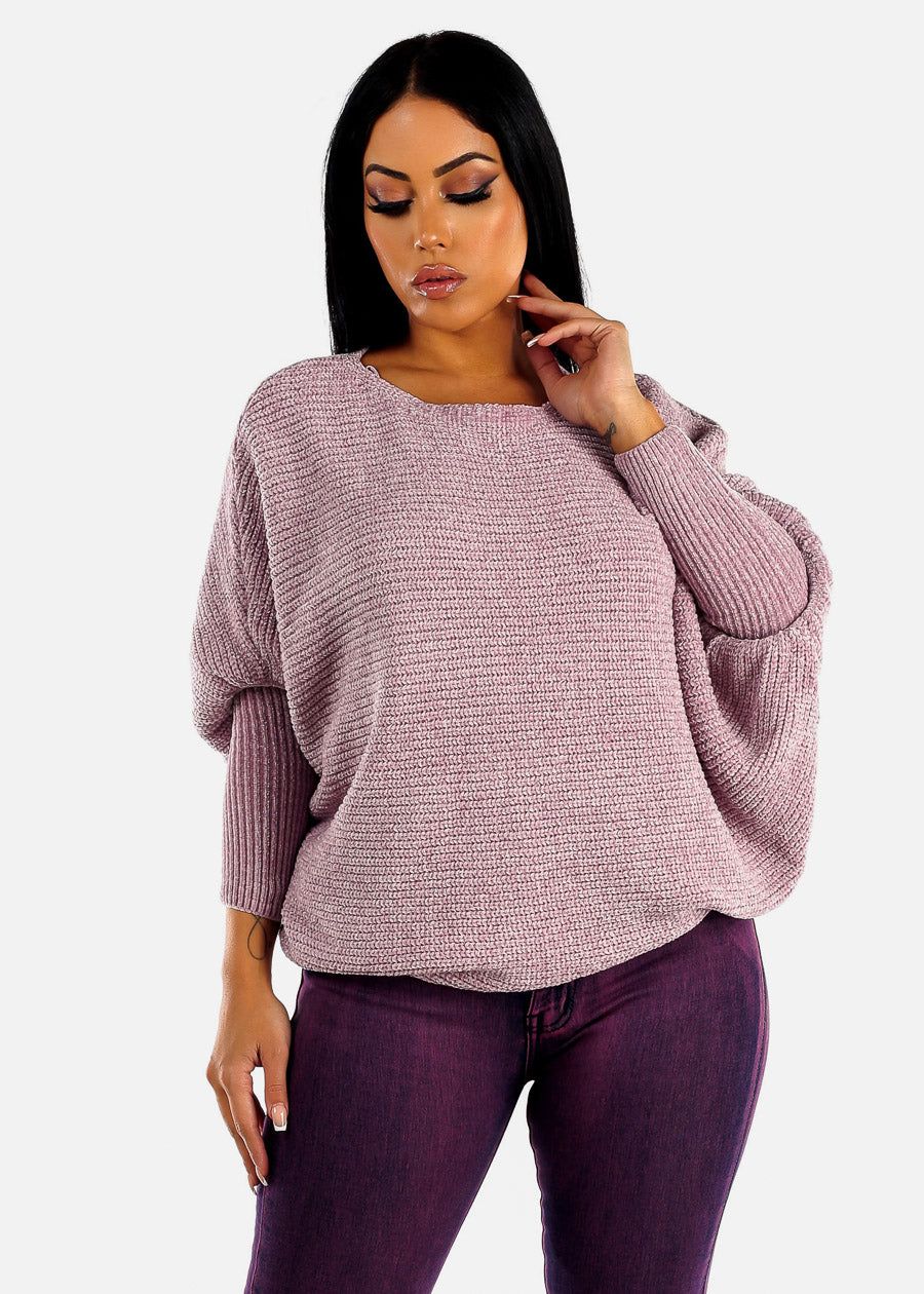 Lavender Bubble Sleeve Dolman Sweater sold by Moda