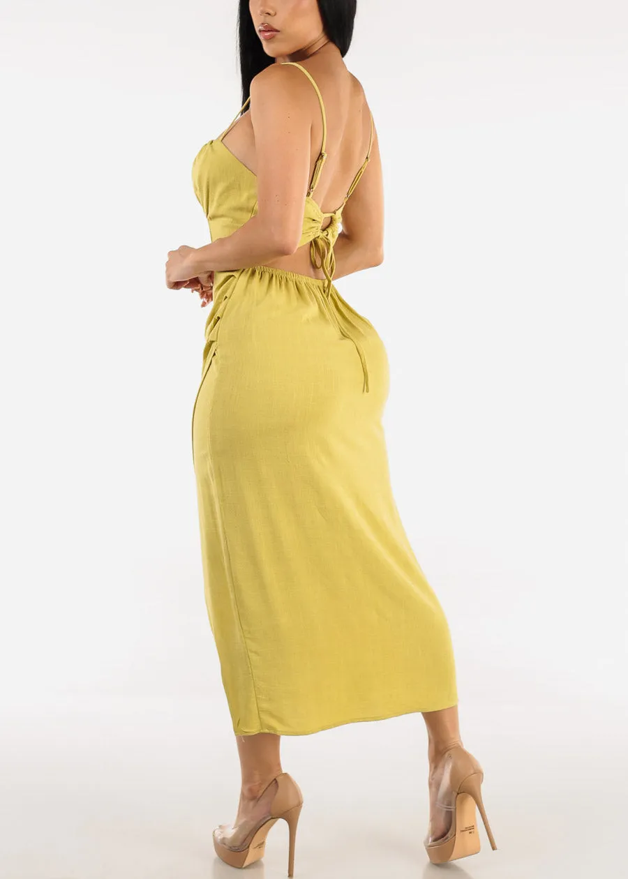 Sleeveless Linen Midi Dress Light Green sold by Moda product image thumbnail 4