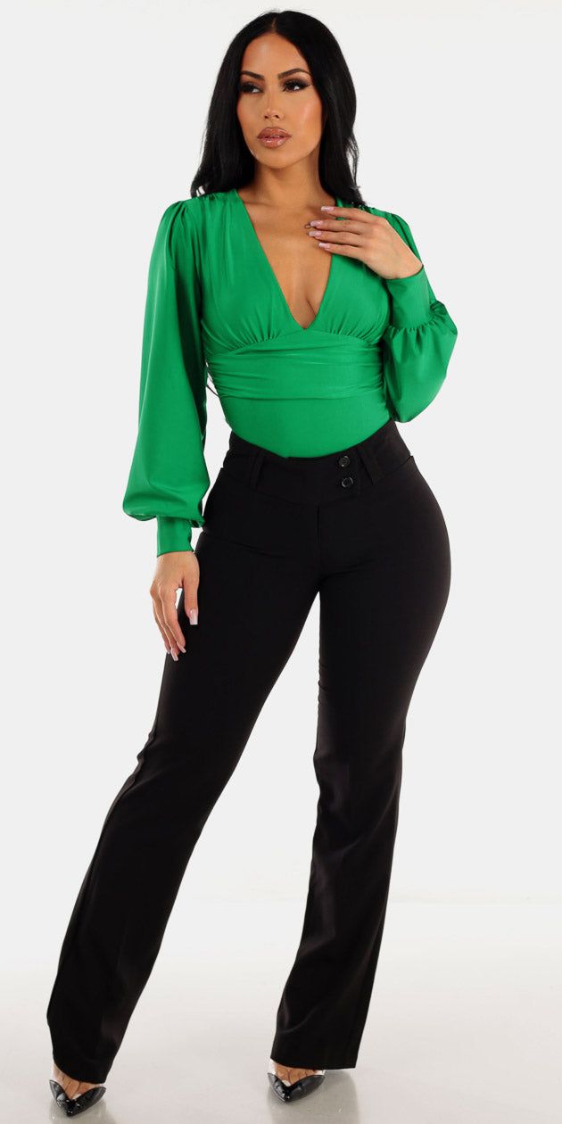 Black Bootcut Pants Bodysuit Set sold by Moda