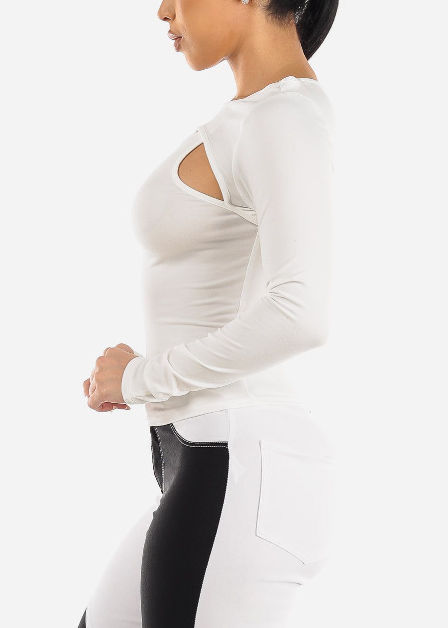 White Cut Out Long Sleeve Top sold by Moda product image thumbnail 5