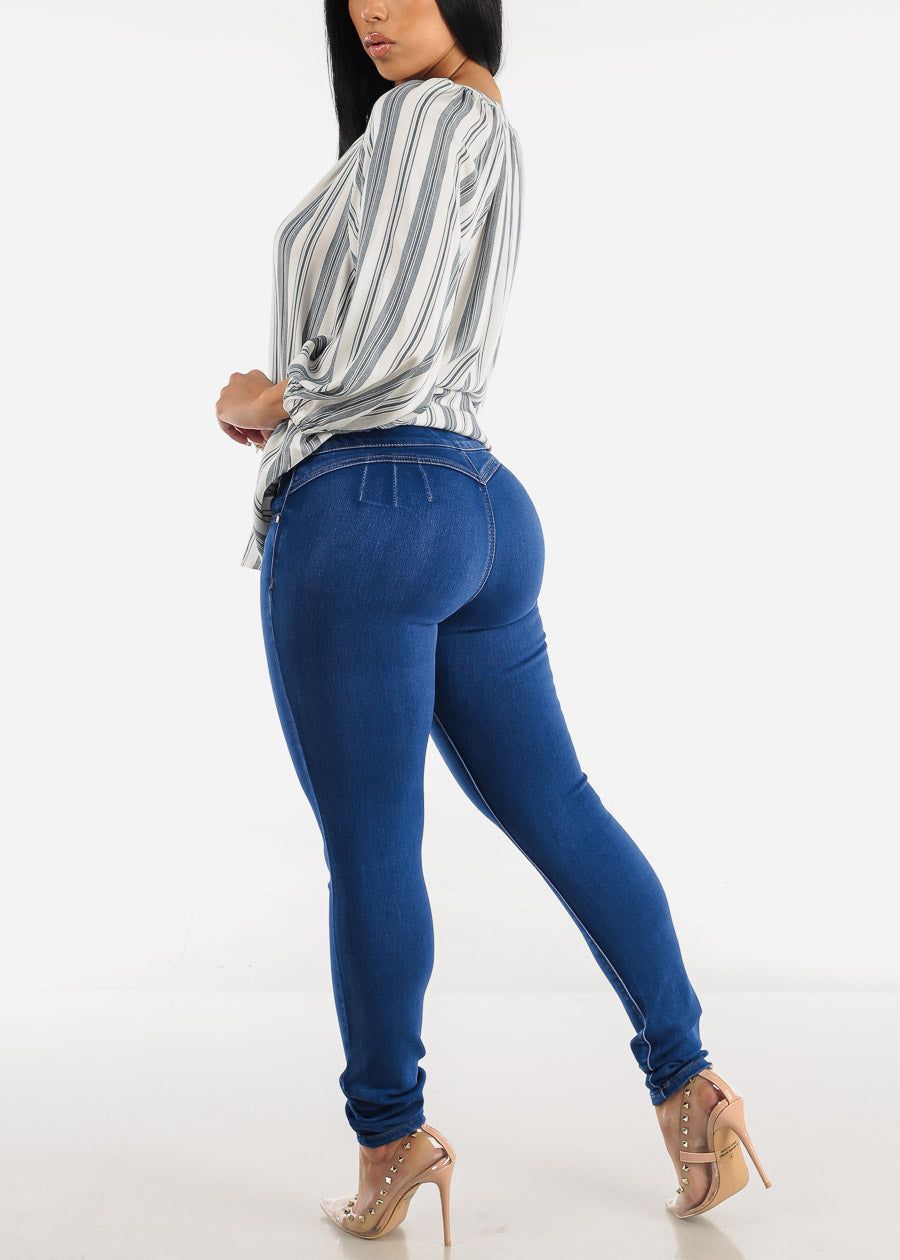 Super High Waisted Butt Lifting Skinny Jeans Royal Sand Wash sold by Moda product image thumbnail 6
