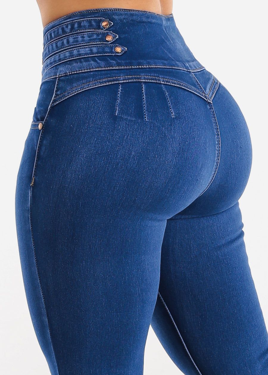 Super High Waisted Butt Lifting Skinny Jeans Royal Sand Wash sold by Moda