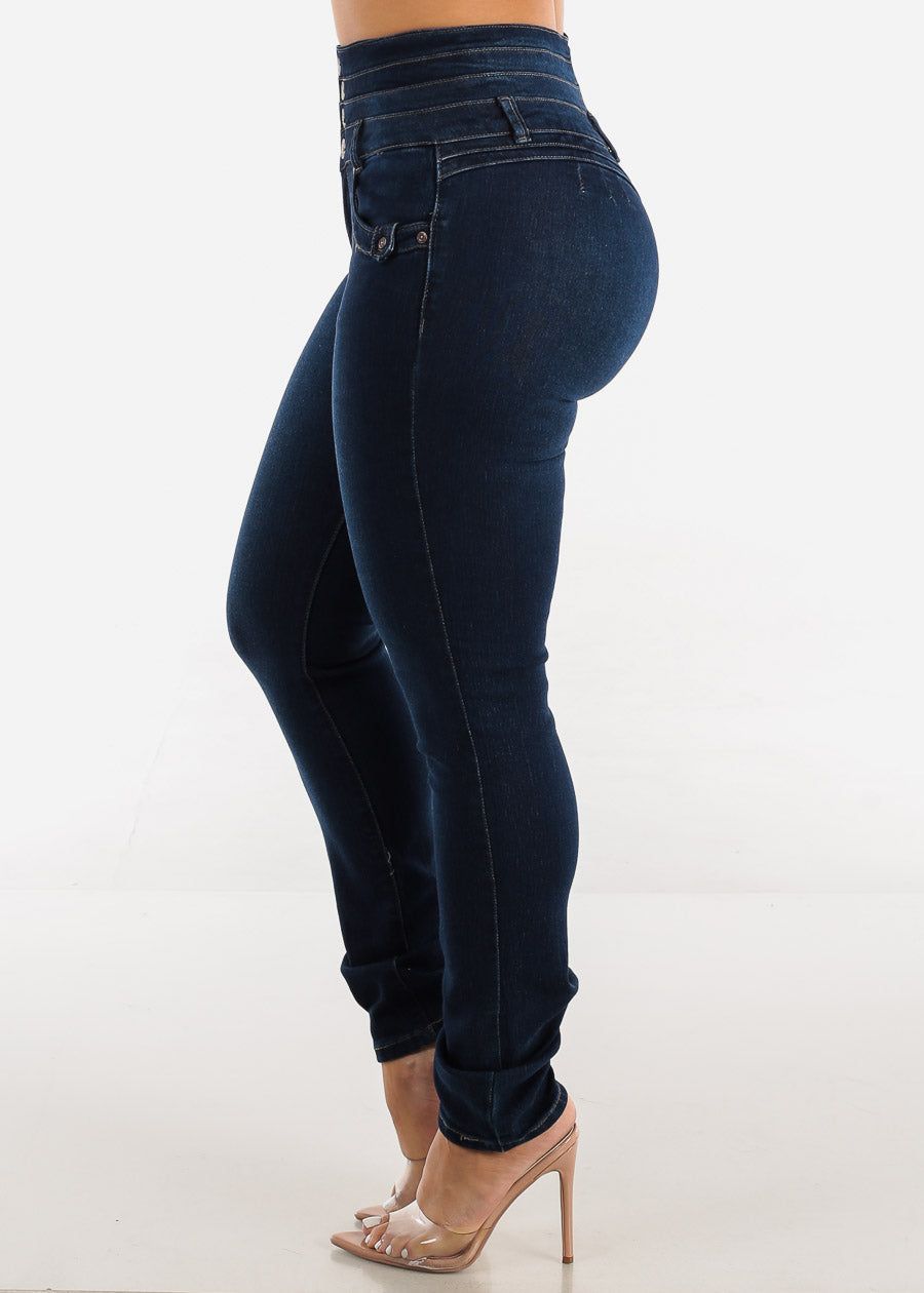 Levantacola Super High Waisted Dark Wash Skinny Jeans sold by Moda product image thumbnail 4