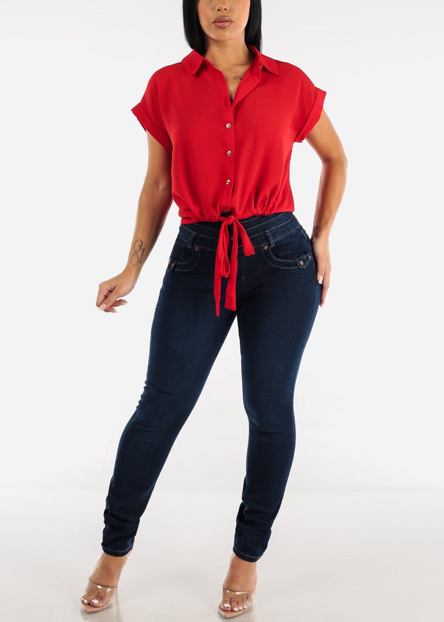 Levantacola Super High Waisted Dark Wash Skinny Jeans sold by Moda product image thumbnail 2