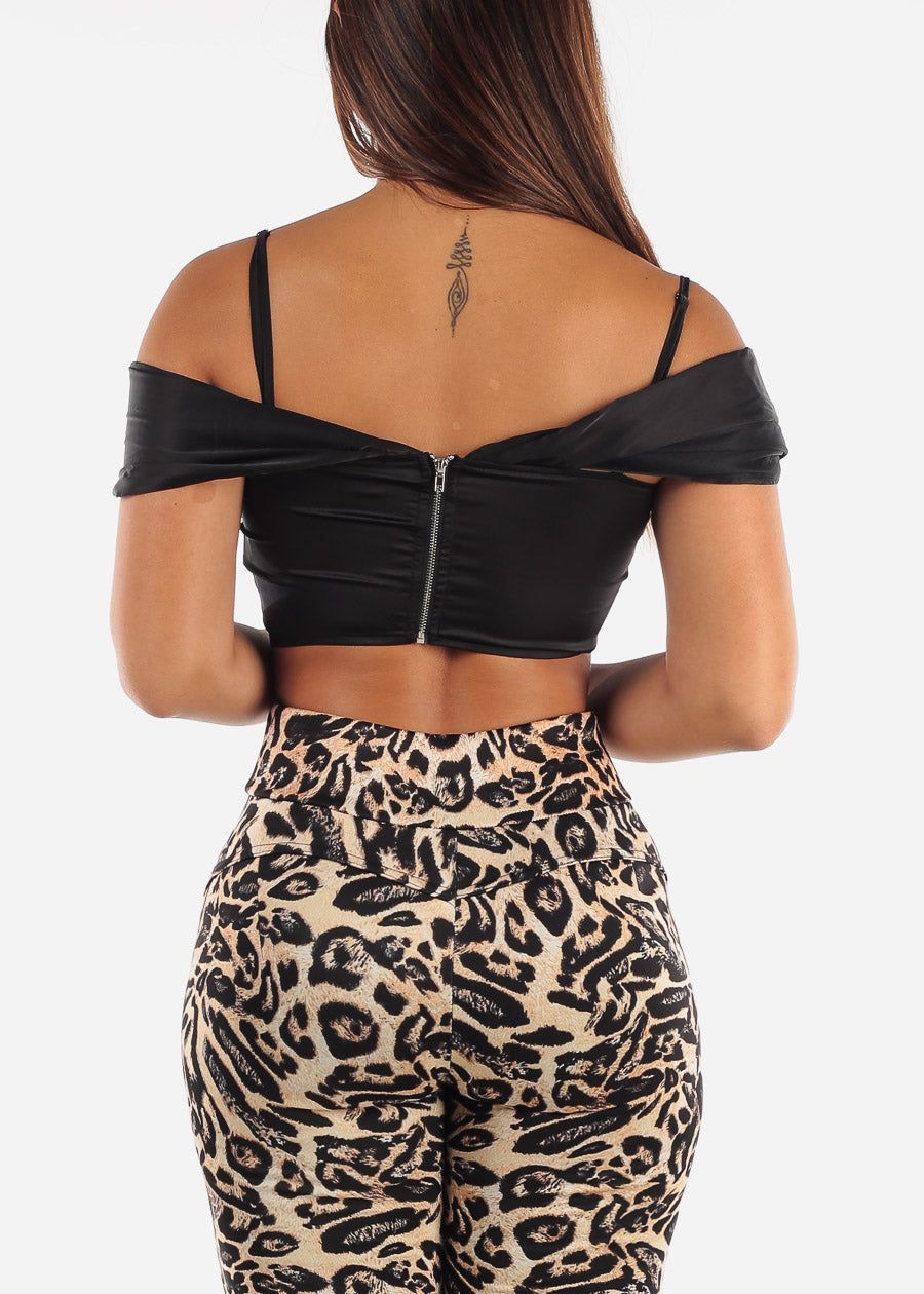 Black Corset Top w Drape Shoulders sold by Moda product image thumbnail 4