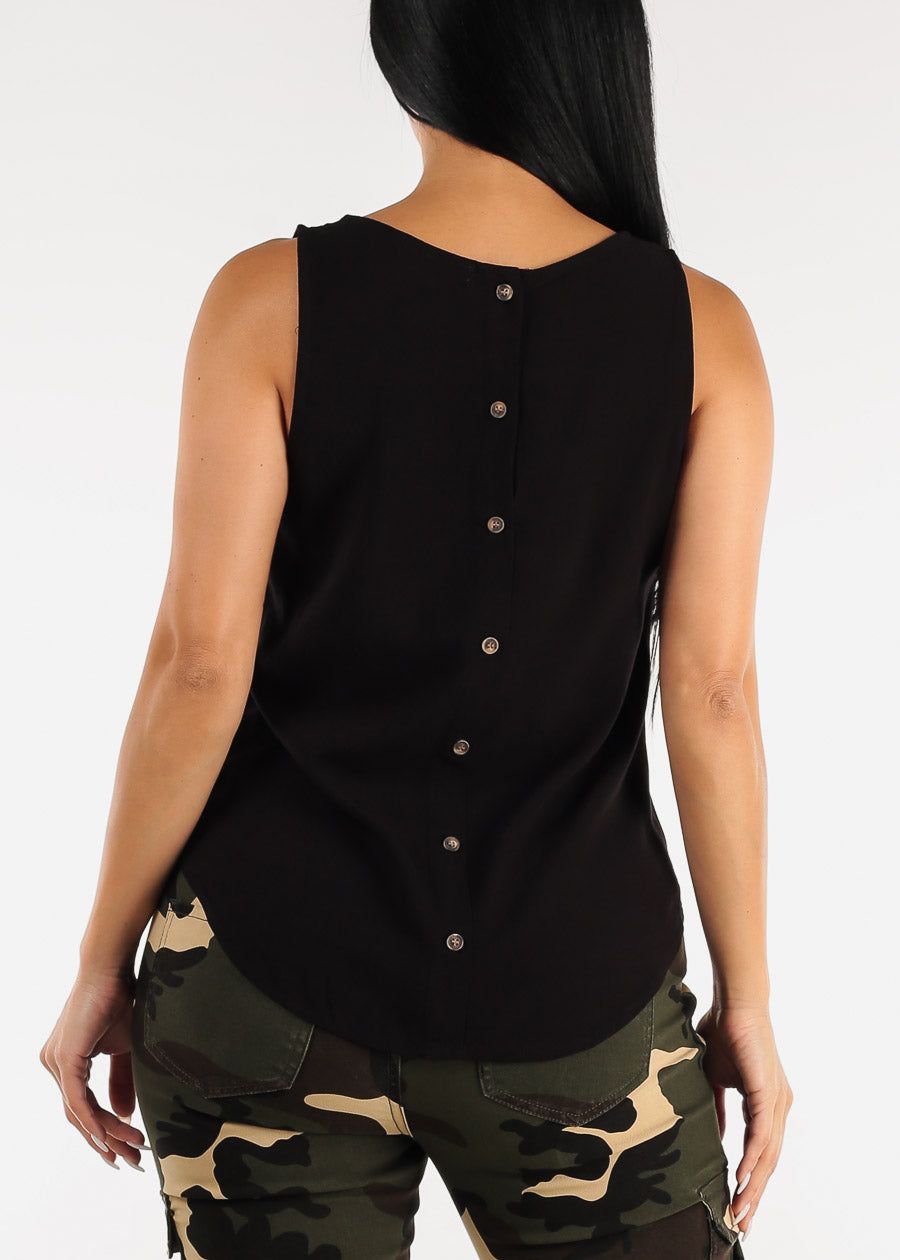 Black Scoop Neck Curved Hem Tank Top sold by Moda product image thumbnail 4