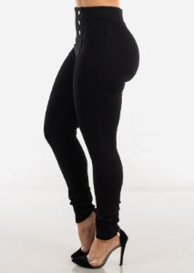 Black High Waisted Dressy Skinny Pants sold by Moda