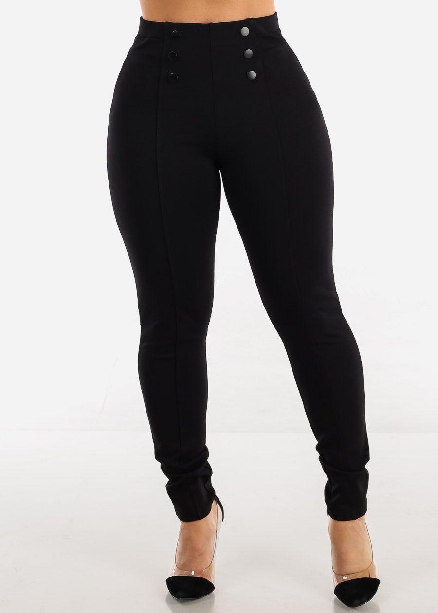 Black High Waisted Dressy Skinny Pants sold by Moda
