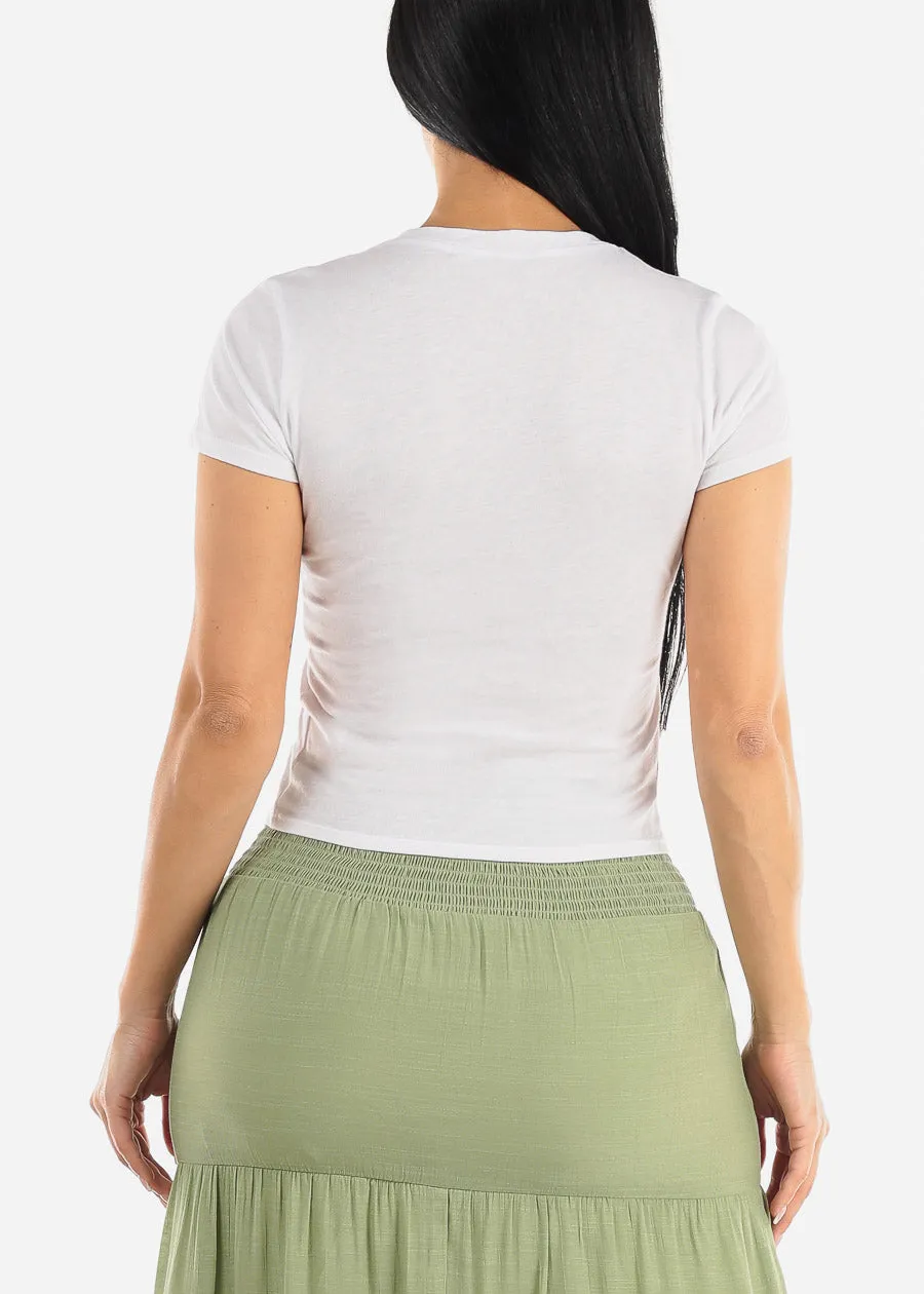 Short Sleeve White Graphic Crop Top "Stoned" sold by Moda product image thumbnail 5