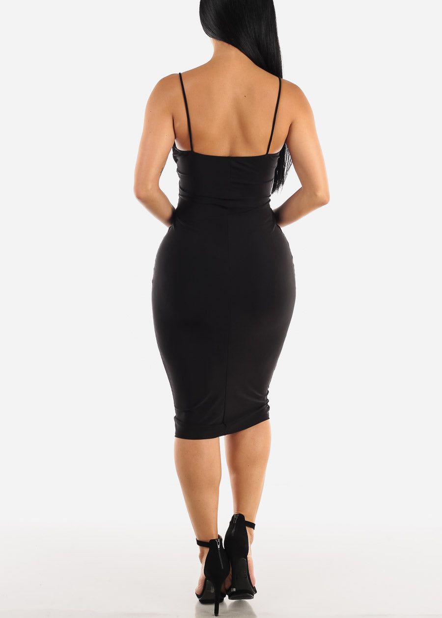 Black Spaghetti Strap Sweetheart Neckline Bodycon Midi Dress sold by Moda product image thumbnail 3