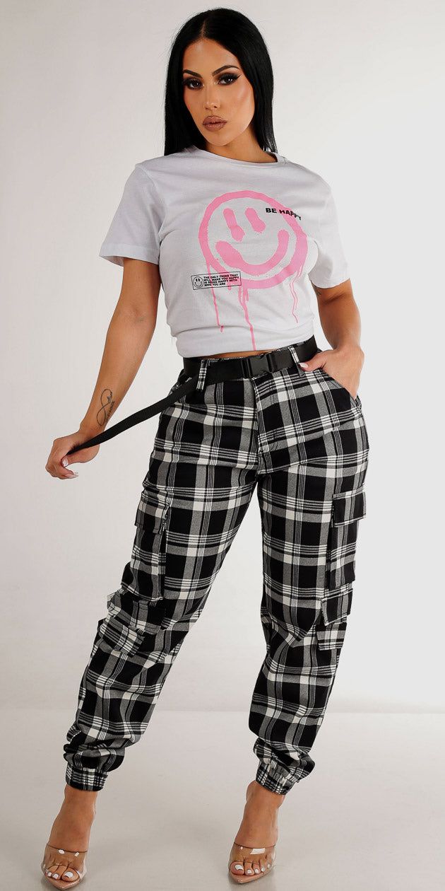 Plaid Cargo Jogger Combo sold by Moda