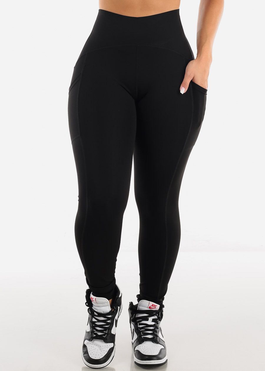 Tummy Control High Waist Leggings Black w Phone Pocket sold by Moda product image thumbnail 2