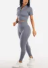 High Waist Sweetheart Butt Leggings w Zip up Crop Top (2pc Set) Grey sold by Moda