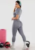 High Waist Sweetheart Butt Leggings w Zip up Crop Top (2pc Set) Grey sold by Moda