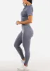 High Waist Sweetheart Butt Leggings w Zip up Crop Top (2pc Set) Grey sold by Moda