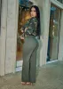 High Waist Straight Wide Leg Pants Olive w Belt sold by Moda