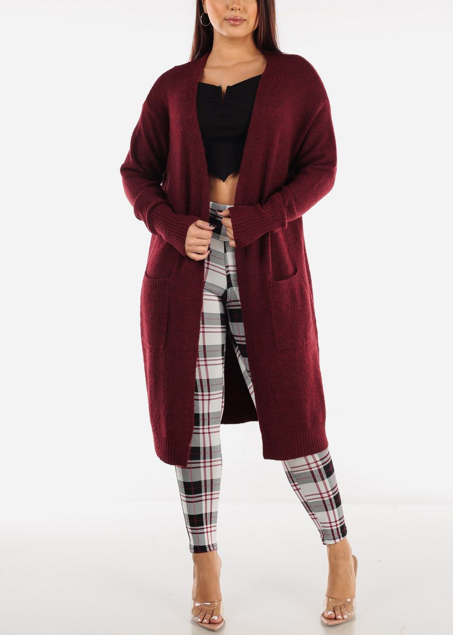 Long Sleeve Burgundy Maxi Cardigan w Pockets sold by Moda product image thumbnail 2