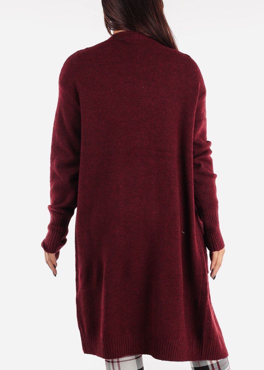 Long Sleeve Burgundy Maxi Cardigan w Pockets sold by Moda product image thumbnail 4