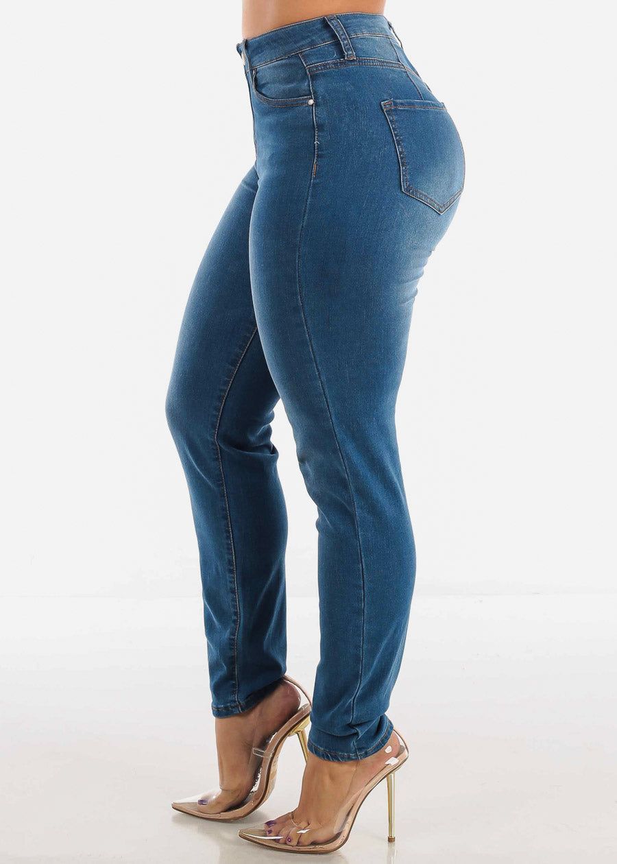 Super High Waisted Skinny Jeans Med Blue sold by Moda product image thumbnail 3