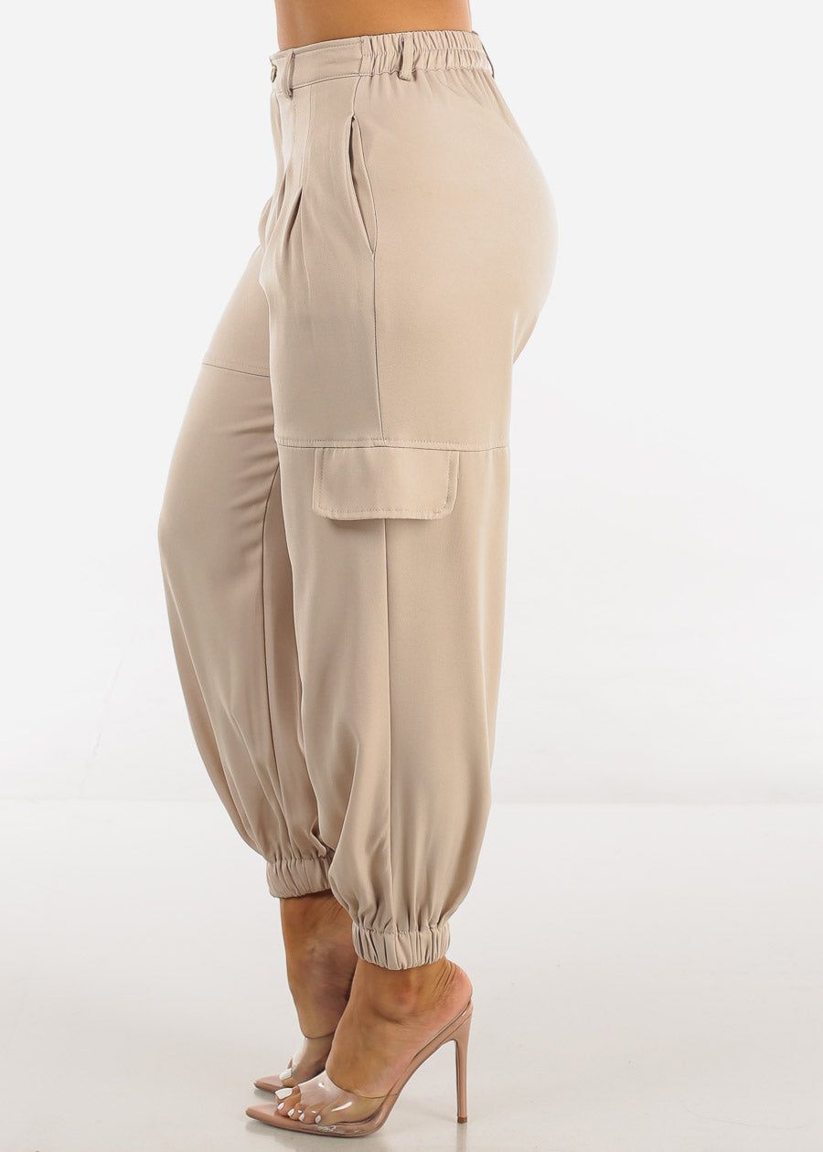 High Waisted Cargo Jogger Pants Taupe sold by Moda product image thumbnail 3