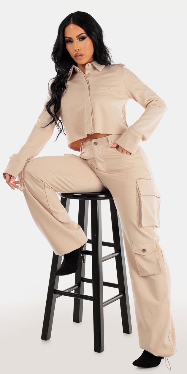 Beige Cargo Pants Combo sold by Moda