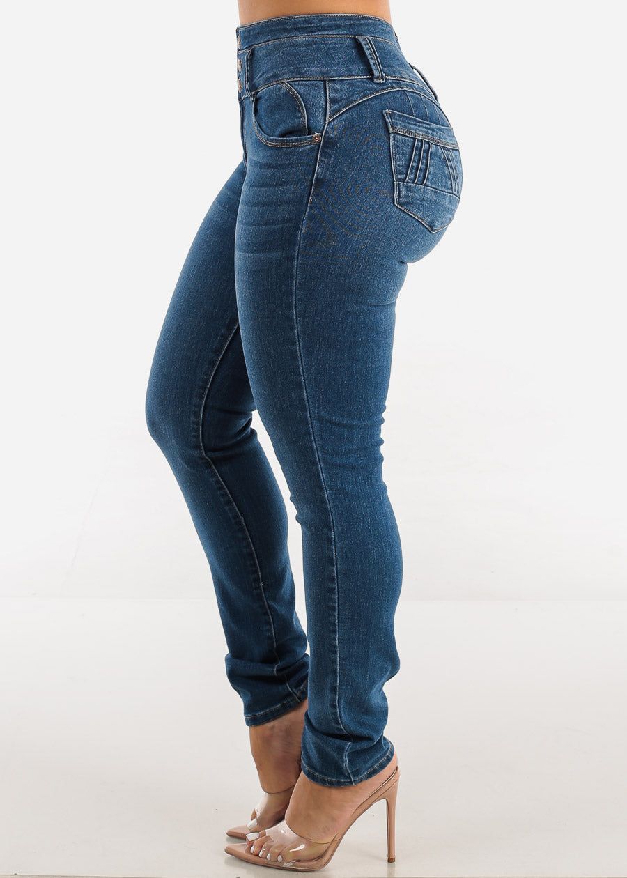 High Waisted Levantacola Med Wash Skinny Jeans sold by Moda product image thumbnail 4