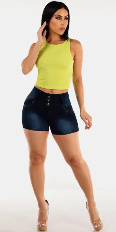 Neon Lime Butt Lift Denim Combo sold by Moda