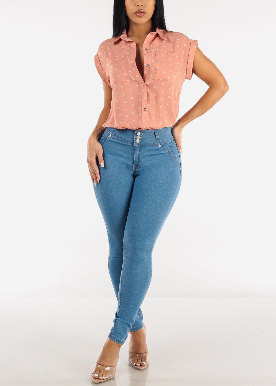 High Waist Butt Lifting Skinny Jeans Light Blue sold by Moda product image thumbnail 2