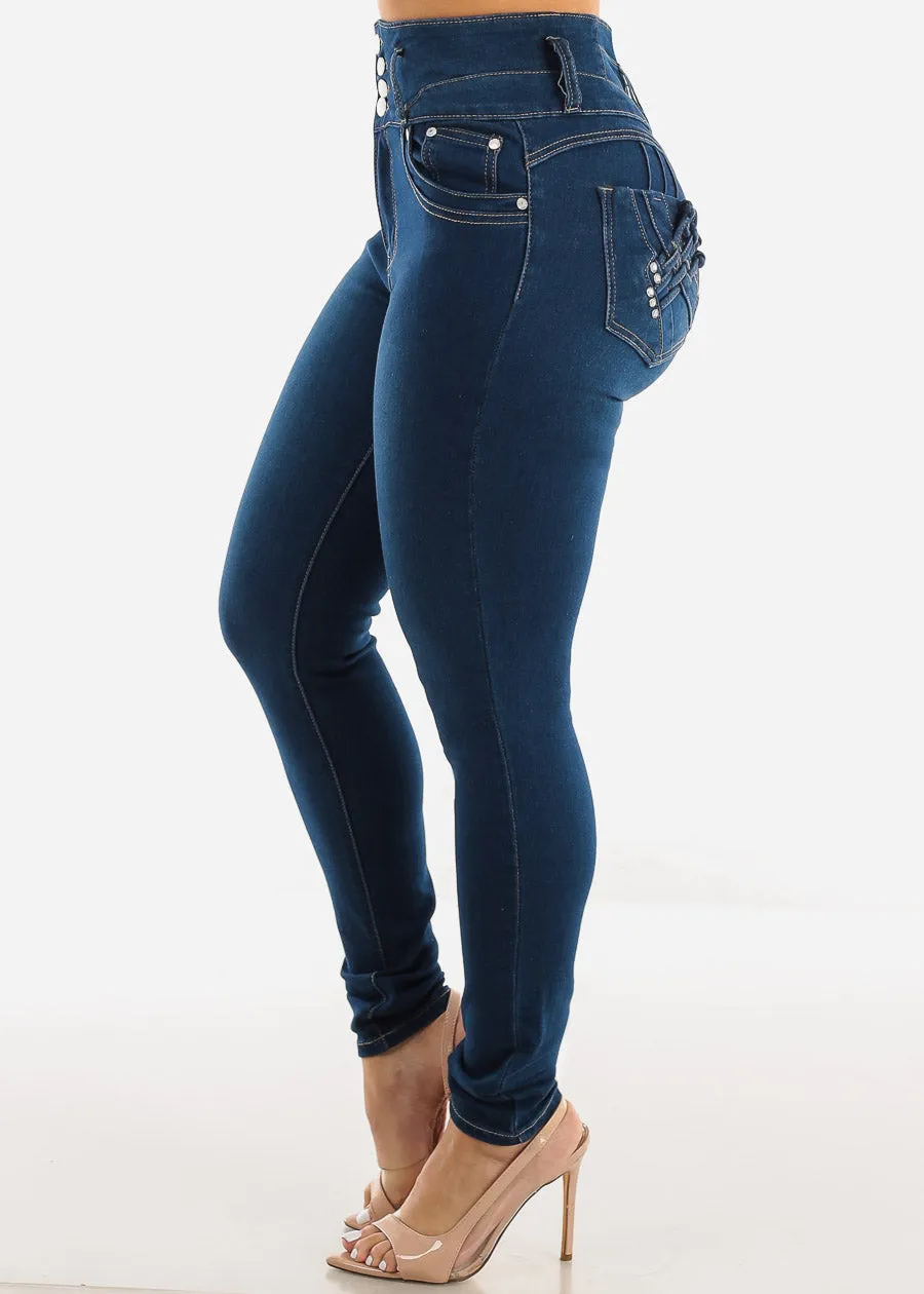 Super High Waist Levantacola Skinny Jeans Indigo sold by Moda product image thumbnail 4