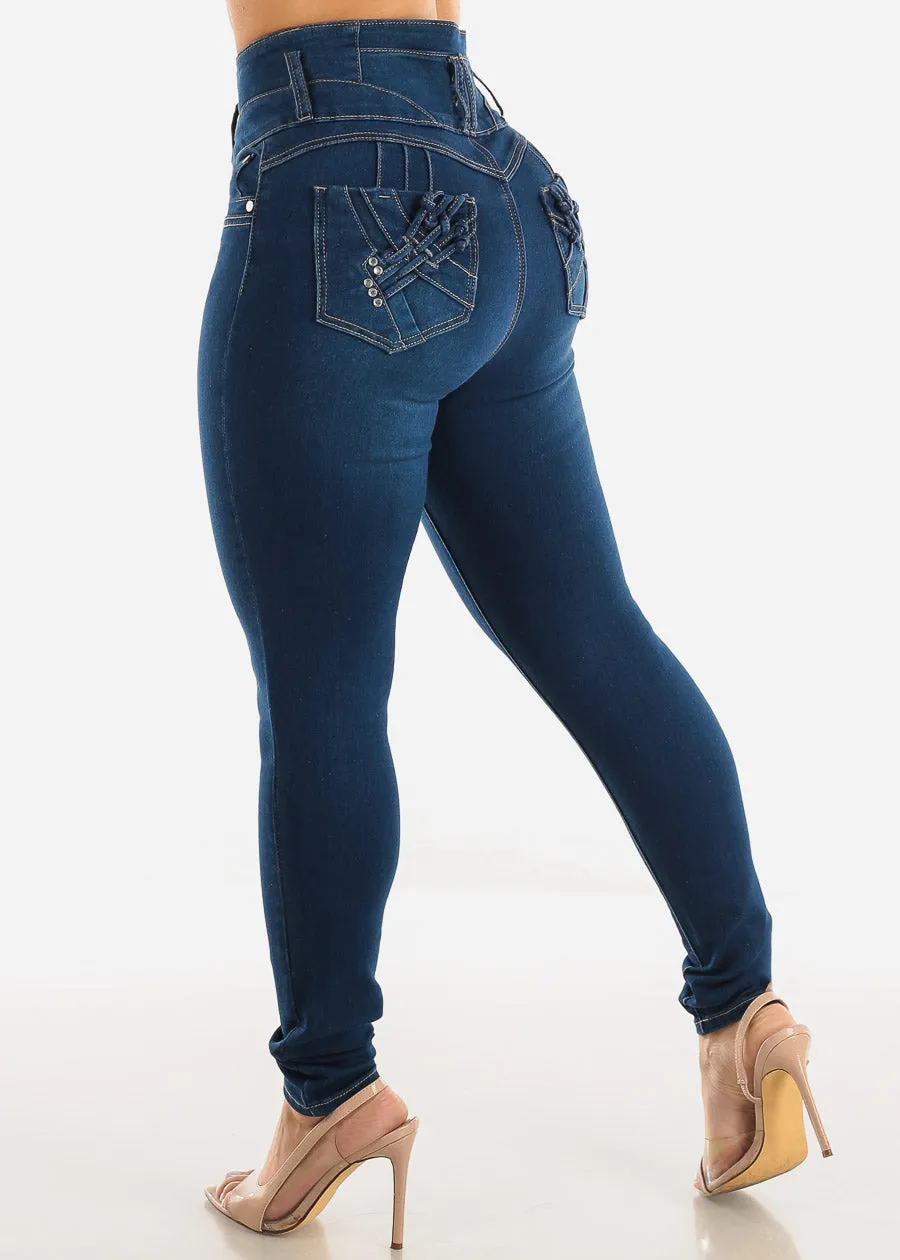 Super High Waist Levantacola Skinny Jeans Indigo sold by Moda product image thumbnail 5