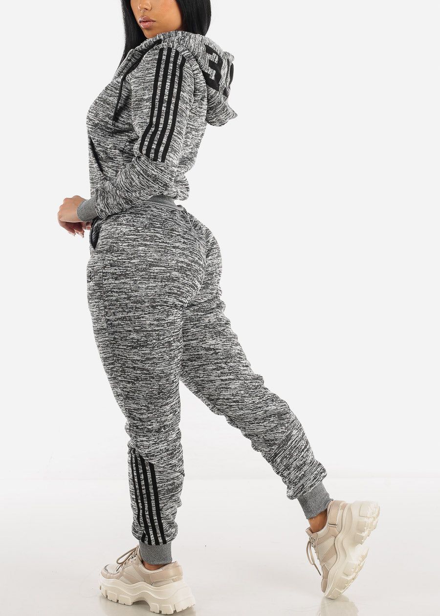 Printed Fleece Zip Up Hoodie & Jogger Sweatpants Grey ( 2 PCE SET) sold by Moda product image thumbnail 4