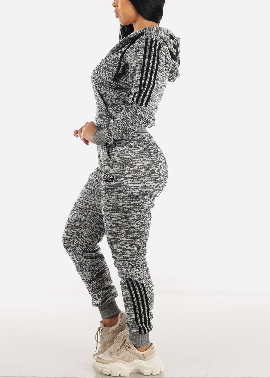 Printed Fleece Zip Up Hoodie & Jogger Sweatpants Grey ( 2 PCE SET) sold by Moda product image thumbnail 2