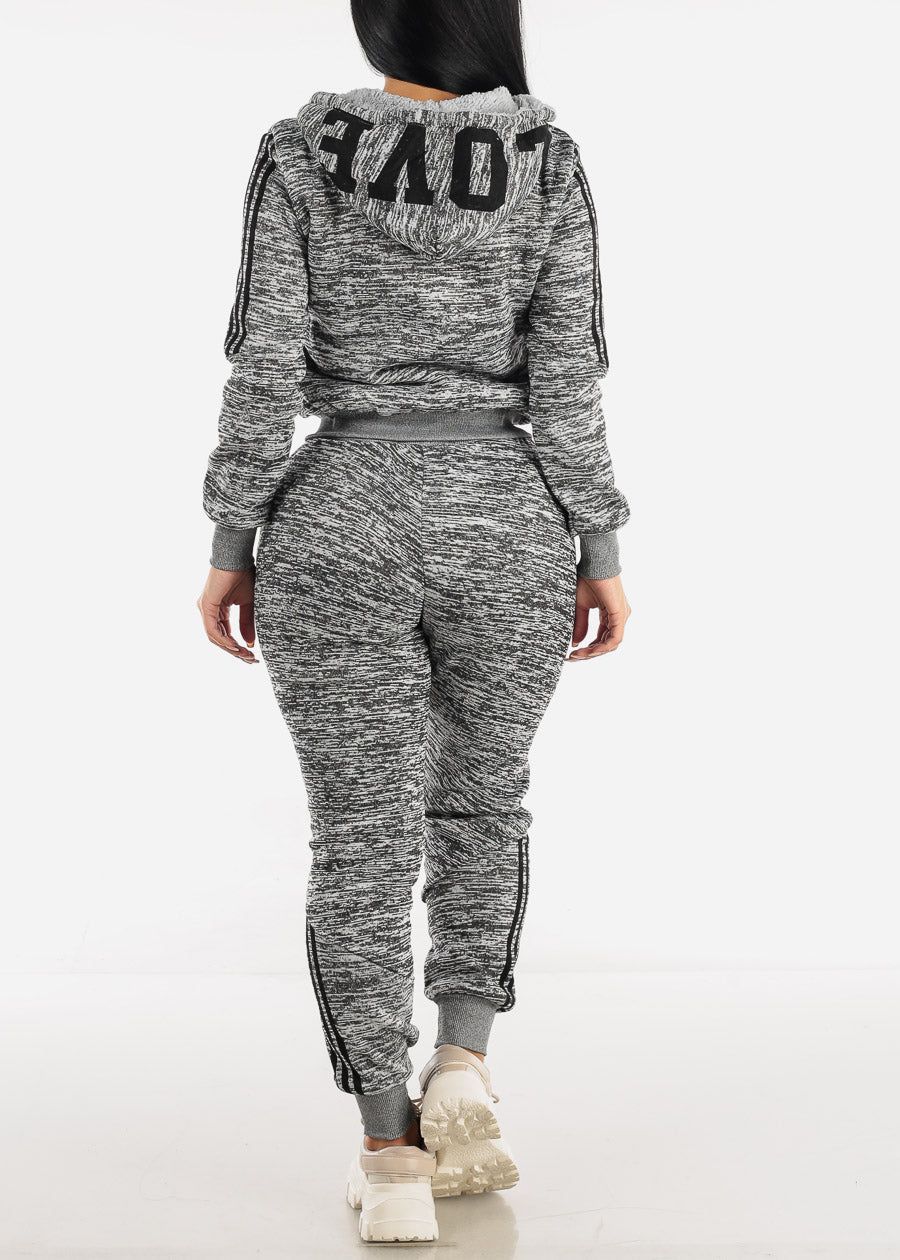 Printed Fleece Zip Up Hoodie & Jogger Sweatpants Grey ( 2 PCE SET) sold by Moda product image thumbnail 3