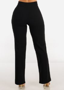 Black High Waist Bootcut Dress Pants sold by Moda